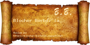 Blocher Borbála névjegykártya